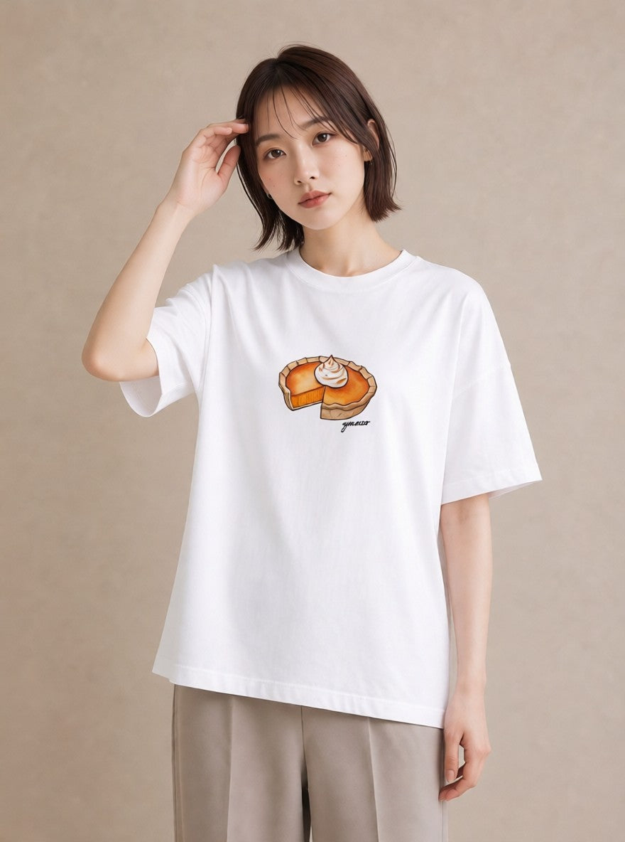 デザインTシャツ レディース どら焼き 食べ物 フード イラスト 北欧風 自分用 ルームウェア 白T