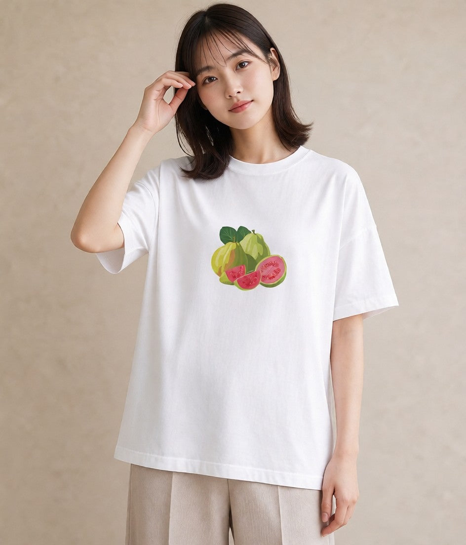 プリントTシャツ レディース メロン 食べ物 フード イラスト フェミニン 夏コーデ 通学 白T