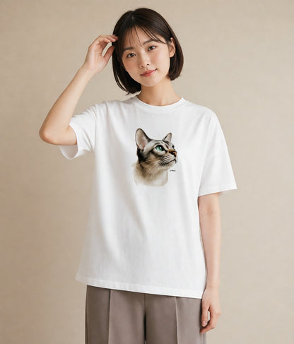 Tシャツ レディース キジトラ 猫 ねこ イラスト ヴィンテージ風 お出かけ 普段着 白T