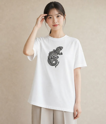 半袖Tシャツ レディース レオパ ペット 動物 イラスト ニュアンス ギフト 母の日 白T