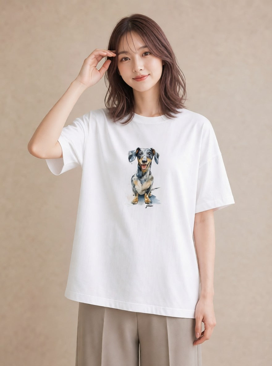 デザインTシャツ レディース いぬ 犬 ワンコ イラスト 個性的 母の日 ビーチ 白T