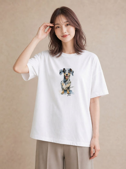 デザインTシャツ レディース いぬ 犬 ワンコ イラスト 個性的 母の日 ビーチ 白T
