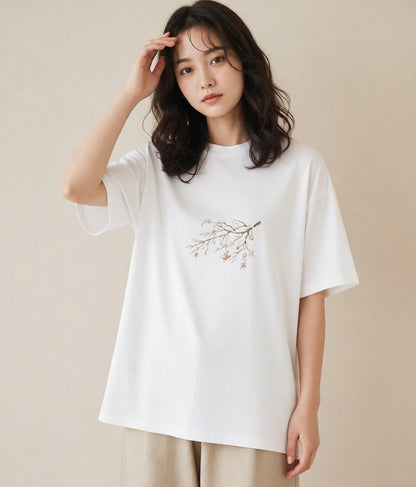 プリントTシャツ レディース 風鈴 ガラス 夏 ナチュラル アンティーク イラスト ボタニカル 週末コーデ 敬老の日 白T