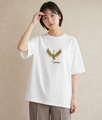 デザインTシャツ レディース 折り鶴 折り紙 ナチュラル アンティーク イラスト お洒落 母娘コーデ 自分用 白T