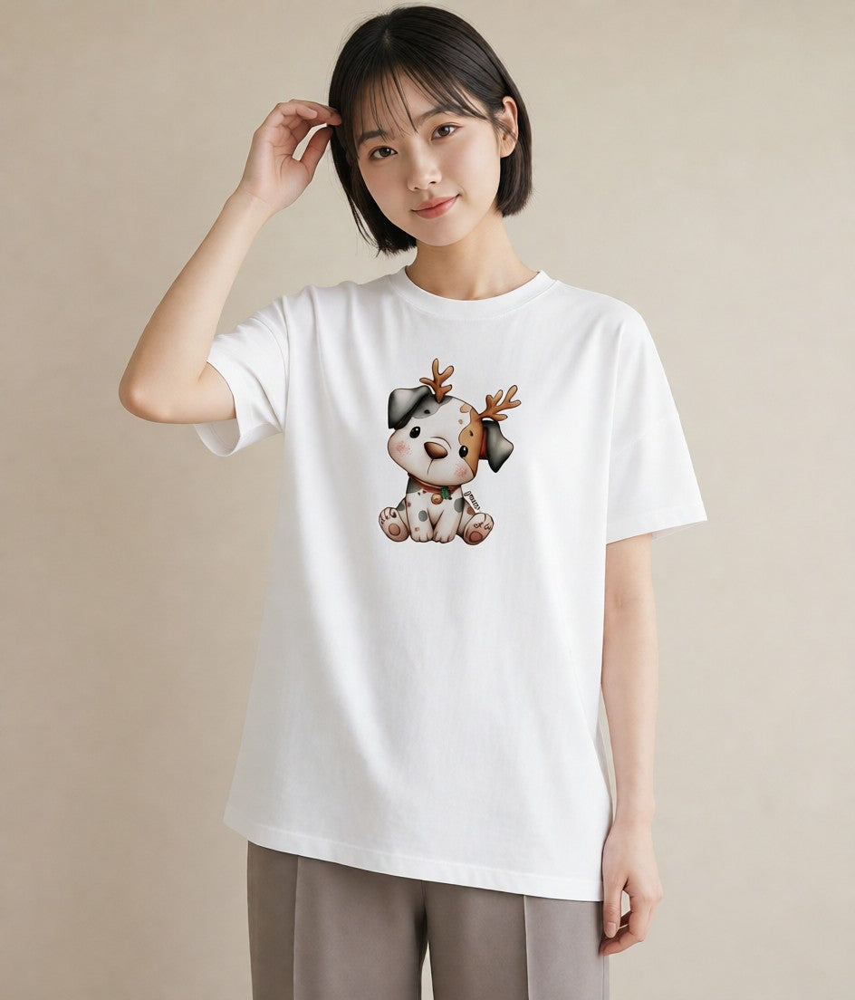 Tシャツ レディース 犬好き 犬 いぬ イラスト 水彩風 カフェ巡り 女子会 白T