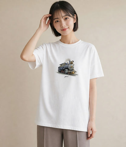 デザインTシャツ レディース 駅のホーム ローカル線 駅 ナチュラル アンティーク イラスト シンプル 姉妹 送別ギフト 白T