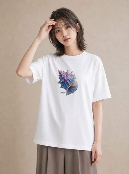グラフィックTシャツ レディース ヤドカリ 海の生き物 海 イラスト 可愛い 綿100 デート 白T