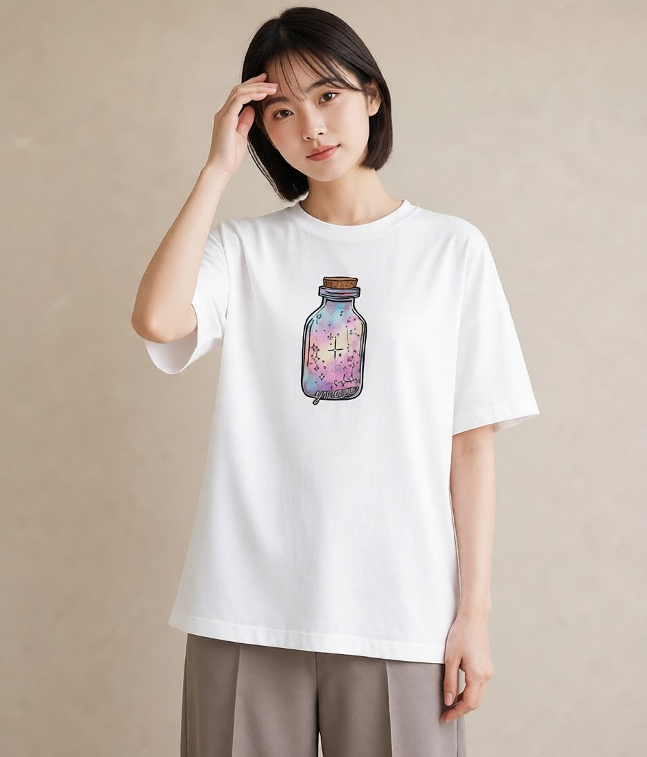 デザインTシャツ レディース ミルク 食べ物 フード イラスト きれいめカジュアル 自分用 ルームウェア 白T