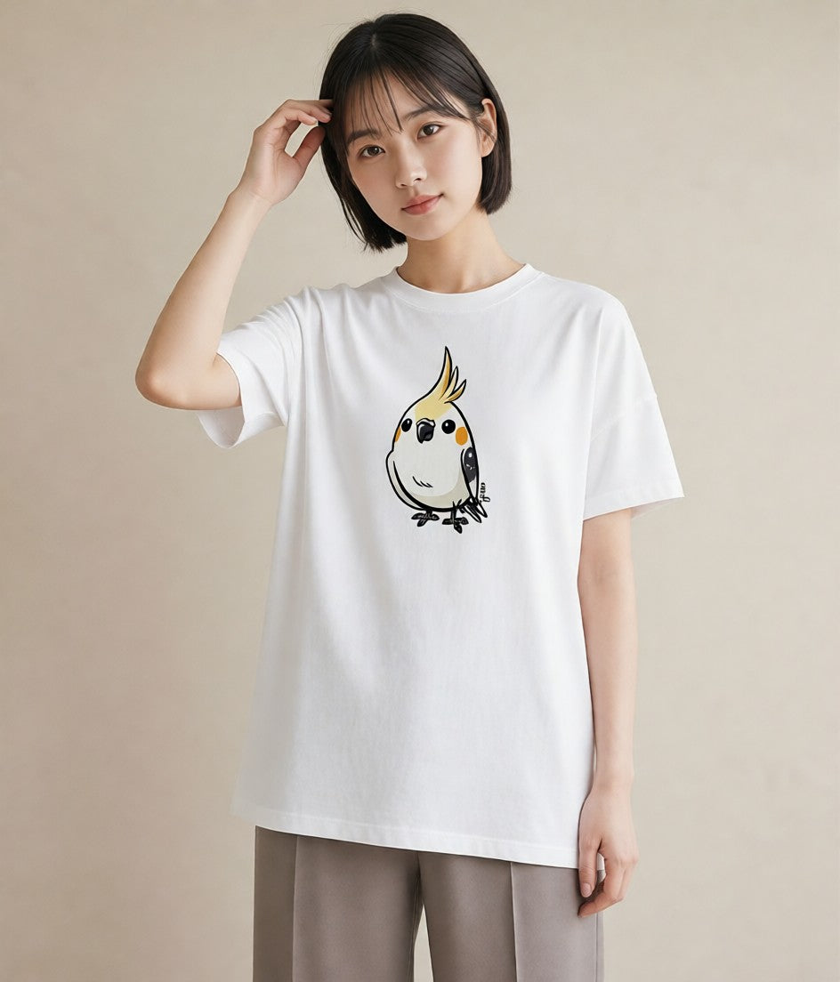 Tシャツ レディース オカメインコ ペット 動物 イラスト 韓国風 デート 帰省 白T