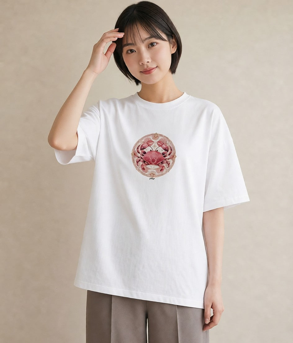 半袖Tシャツ レディース 牡羊座 星空 宇宙 イラスト シック カジュアルコーデ 買い物 白T