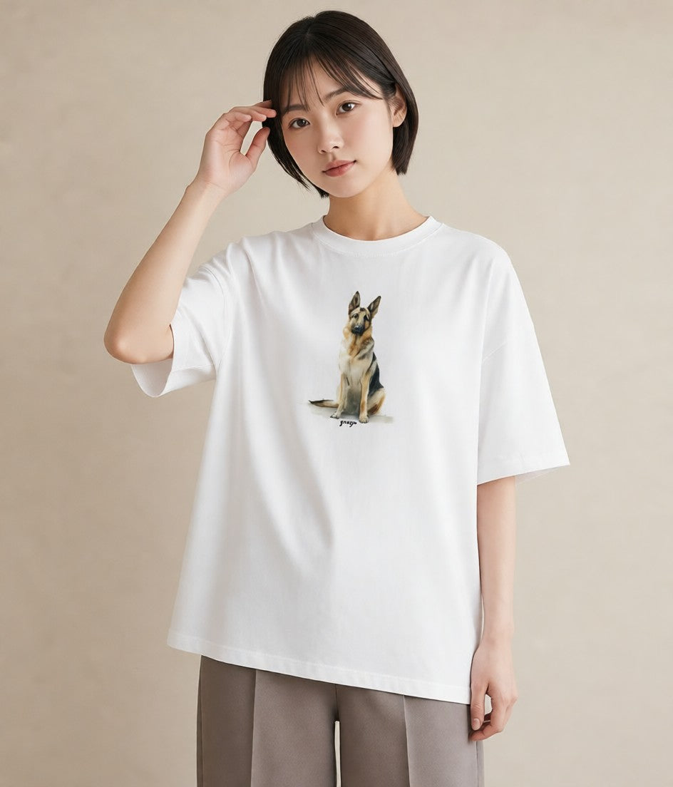デザインTシャツ レディース 愛犬 犬 いぬ イラスト ゆるコーデ カフェ服 クリスマス 白T