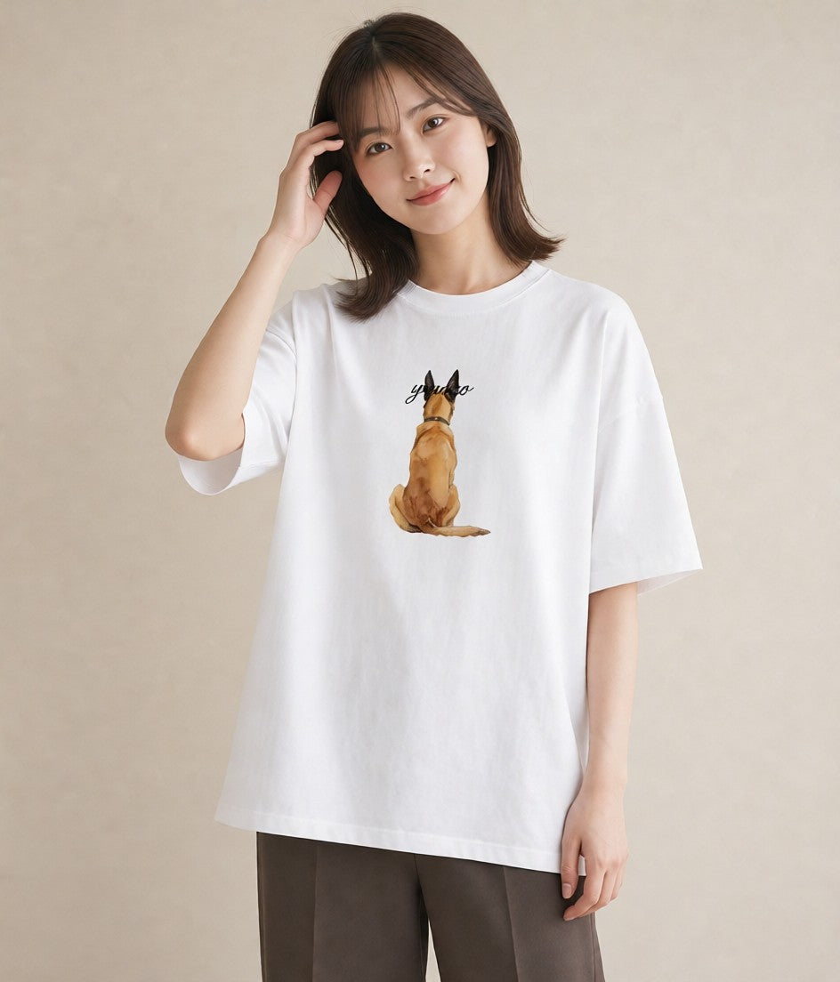プリントTシャツ レディース ジャーマンシェパード 犬 いぬ イラスト カフェコーデ 敬老の日 ホワイトデー 白T