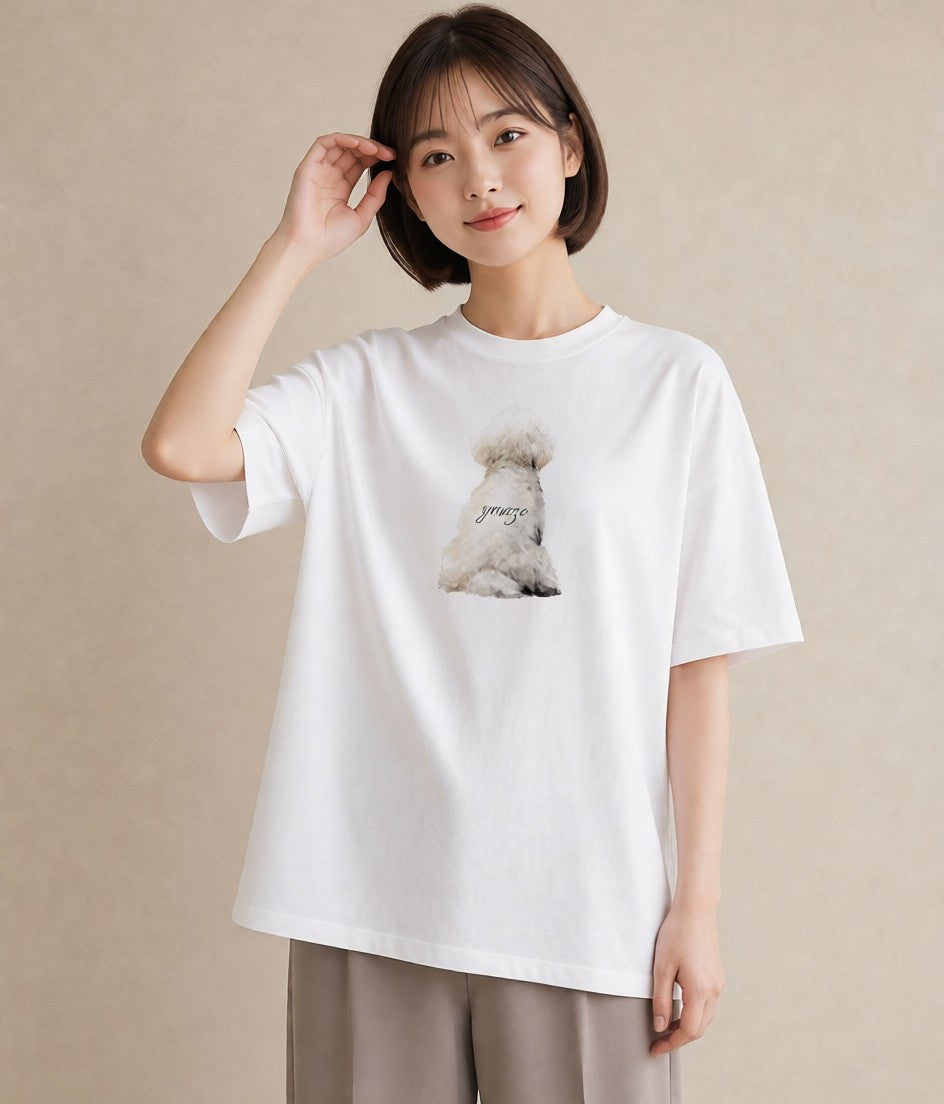 グラフィックTシャツ レディース トイプードル プードル 犬 いぬ イラスト 水彩風 友達ギフト 部屋着 白T