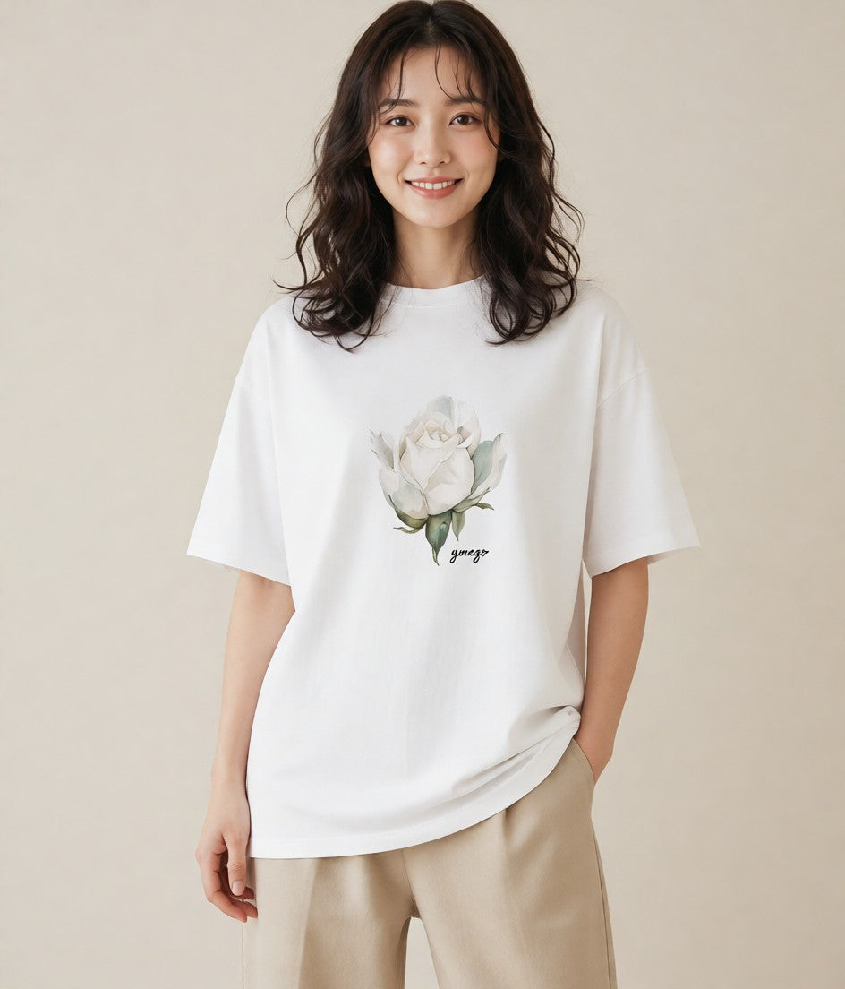 グラフィックTシャツ レディース 牡丹 花 花柄 イラスト ポップ 旅行 母娘コーデ 白T