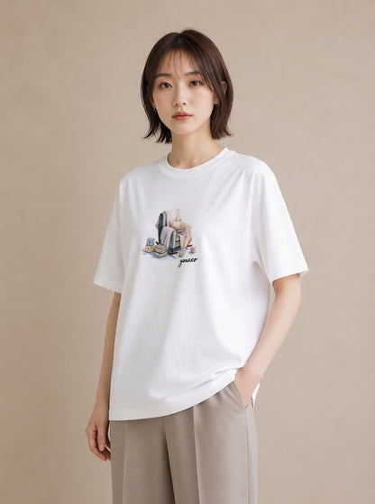 Tシャツ レディース 窓辺の椅子 窓辺 椅子 ナチュラル アンティーク イラスト 北欧風 ルームウェア ギフト 白T