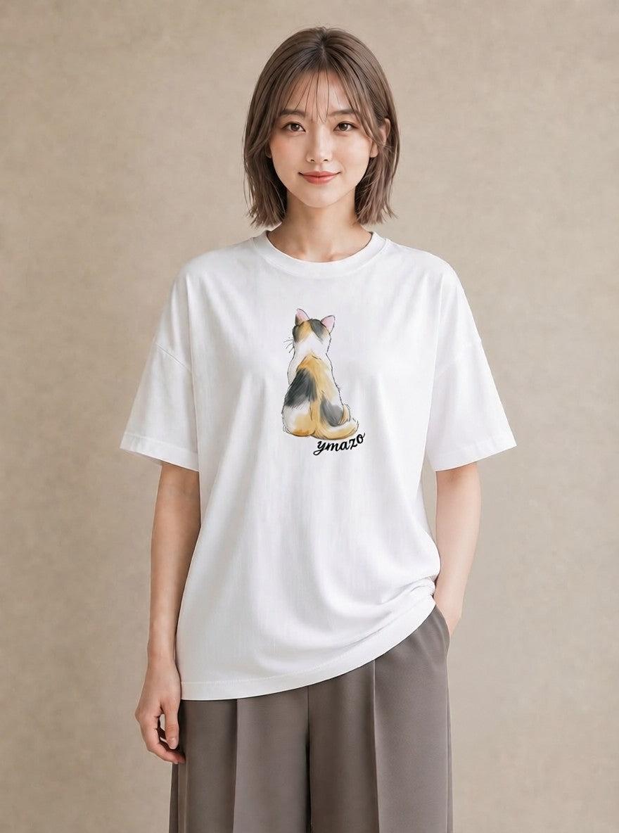 プリントTシャツ レディース マンチカン 猫 ねこ イラスト ボタニカル お出かけ 普段着 白T