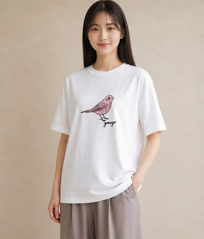 半袖Tシャツ レディース マメルリハ ペット 動物 イラスト シンプル ラフ レイヤード 白T