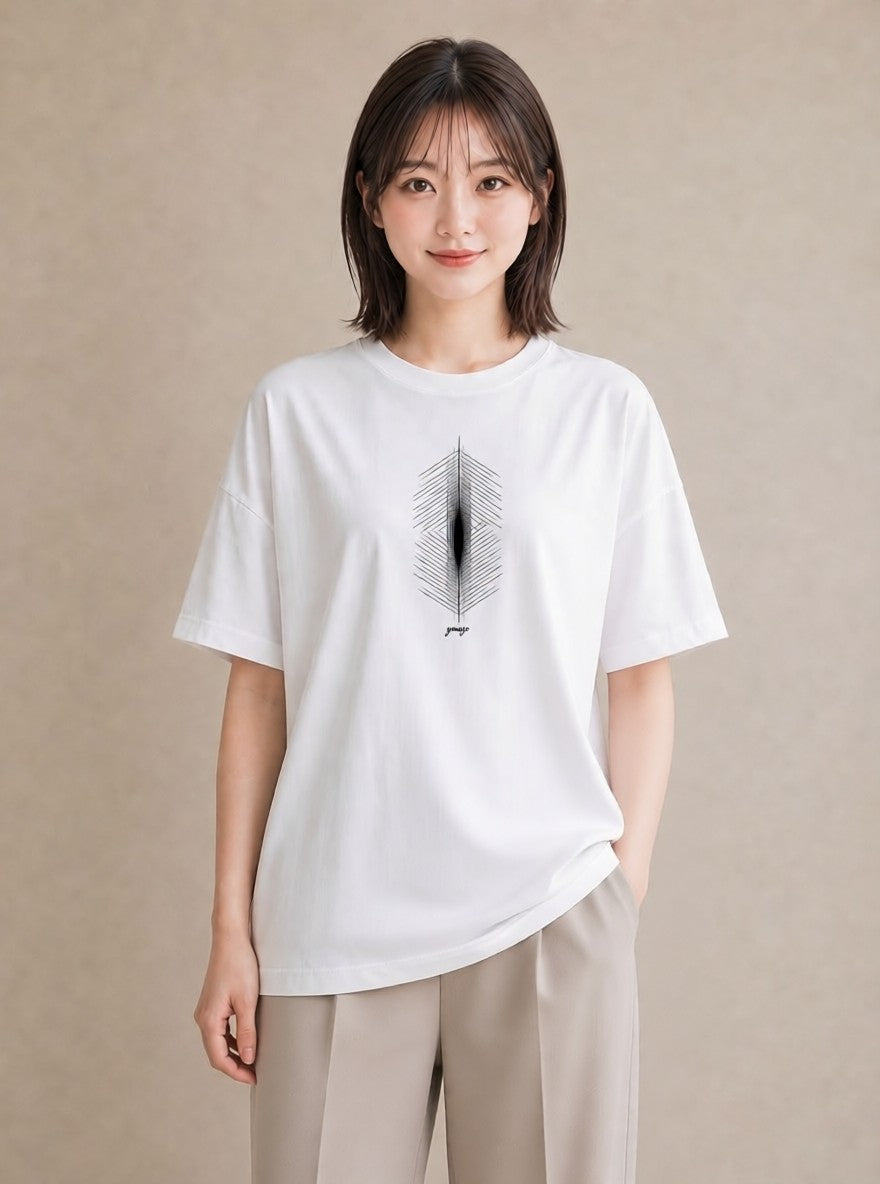 プリントTシャツ レディース 幾何学 ミニマル ジオメトリック イラスト モード レイヤード 友達ギフト 白T