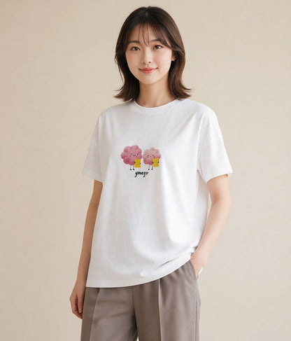 半袖Tシャツ レディース 雲 星空 宇宙 イラスト ゆるかわ 母の日 ビーチ 白T