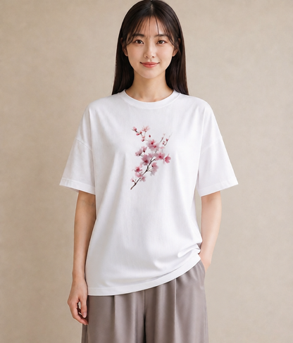 デザインTシャツ レディース さくら 桜 サクラ 花 花柄 イラスト レトロ 在宅 公園 白T