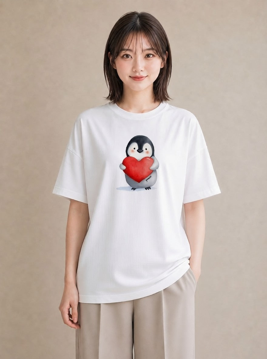 半袖Tシャツ レディース コウテイペンギン 動物 アニマル イラスト ニュアンス ギフト 母の日 白T