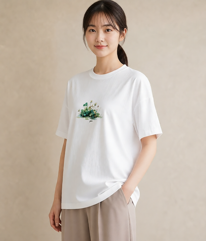 デザインTシャツ レディース クローバー 四つ葉 花 花柄 イラスト お洒落 ホワイトデー 春服 白T