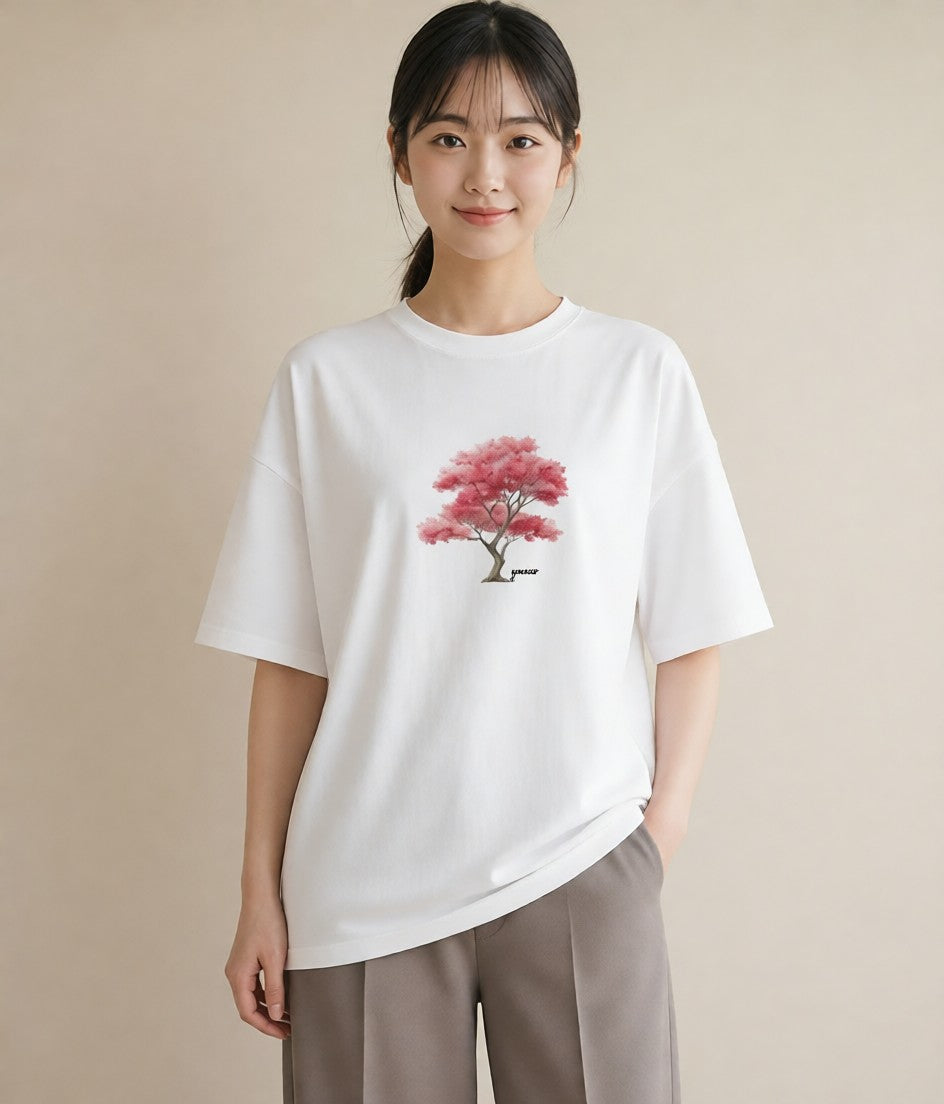 半袖Tシャツ レディース 盆栽 植物 ボタニカル イラスト ヴィンテージ風 カフェ巡り 女子会 白T