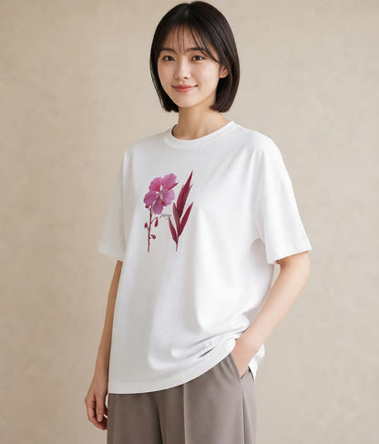 デザインTシャツ レディース ポスト 野の花 レトロ ナチュラル アンティーク イラスト モード 女子会 お揃い 白T