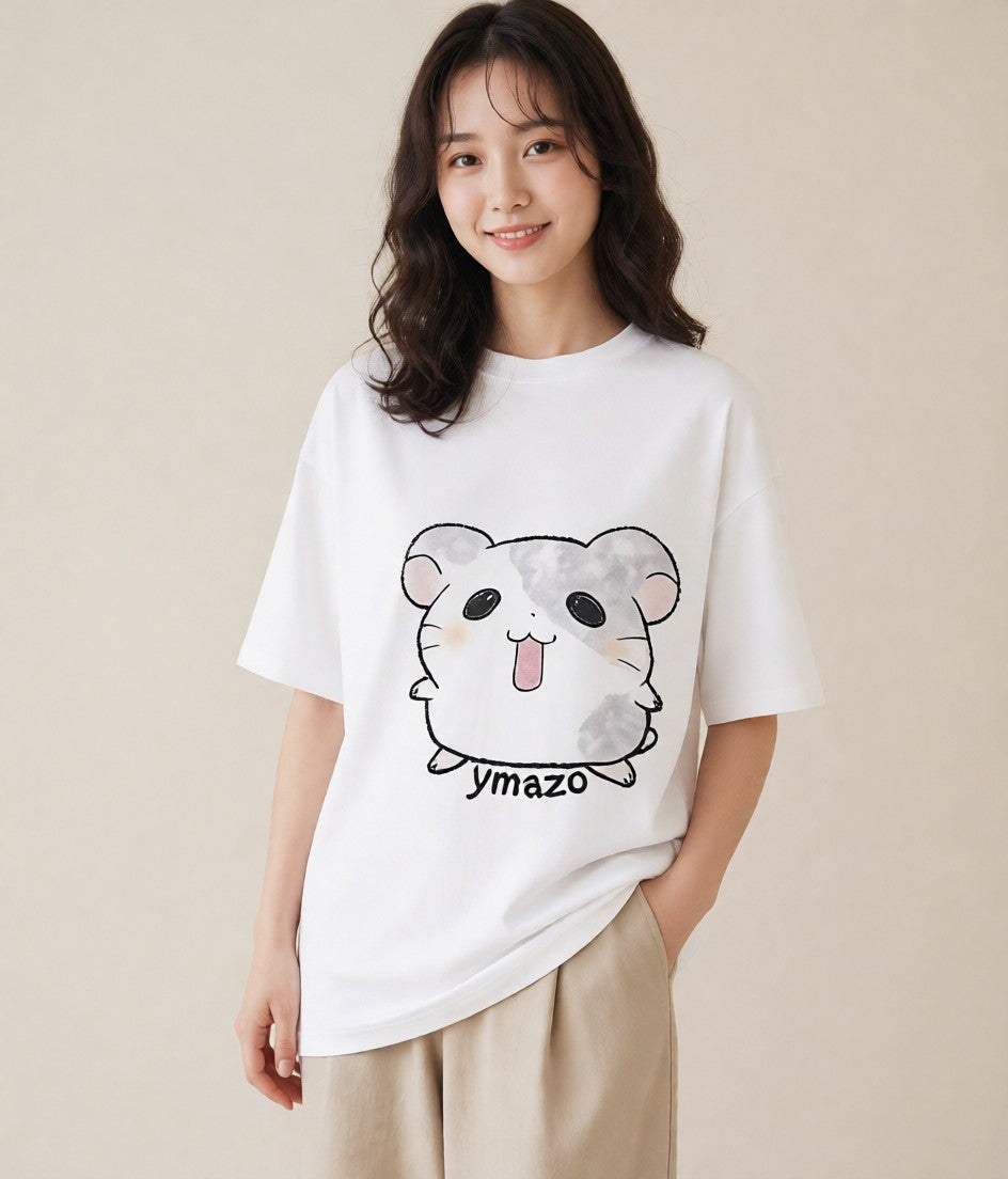 Tシャツ レディース ハムスター ペット 動物 イラスト 姉妹 送別ギフト 白T