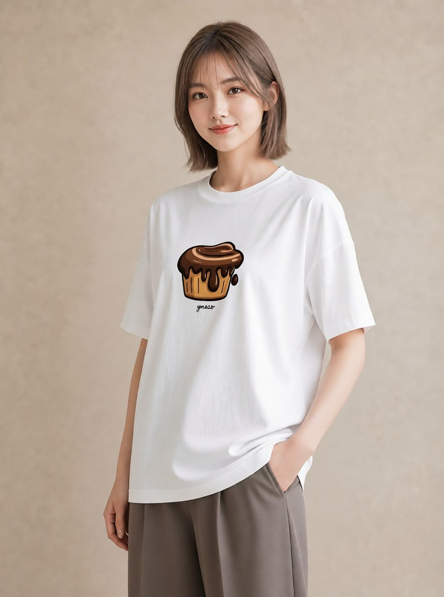 グラフィックTシャツ レディース スイーツ お菓子 デザート イラスト シンプル ビーチ デイリーウェア 白T