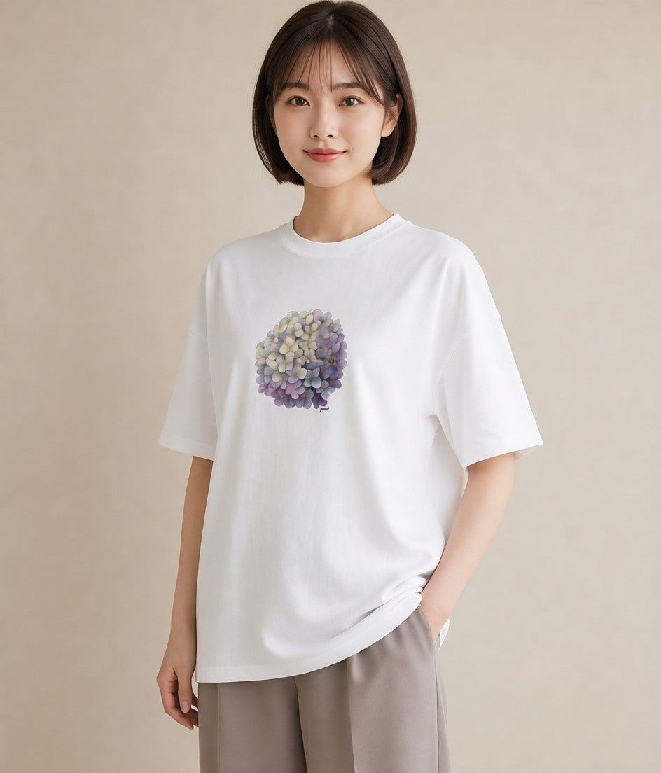デザインTシャツ レディース スミレ 花 花柄 イラスト ラフ 春コーデ 姉妹 白T