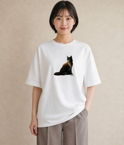 プリントTシャツ レディース 猫 ねこ イラスト ビーチ デイリーウェア 白T