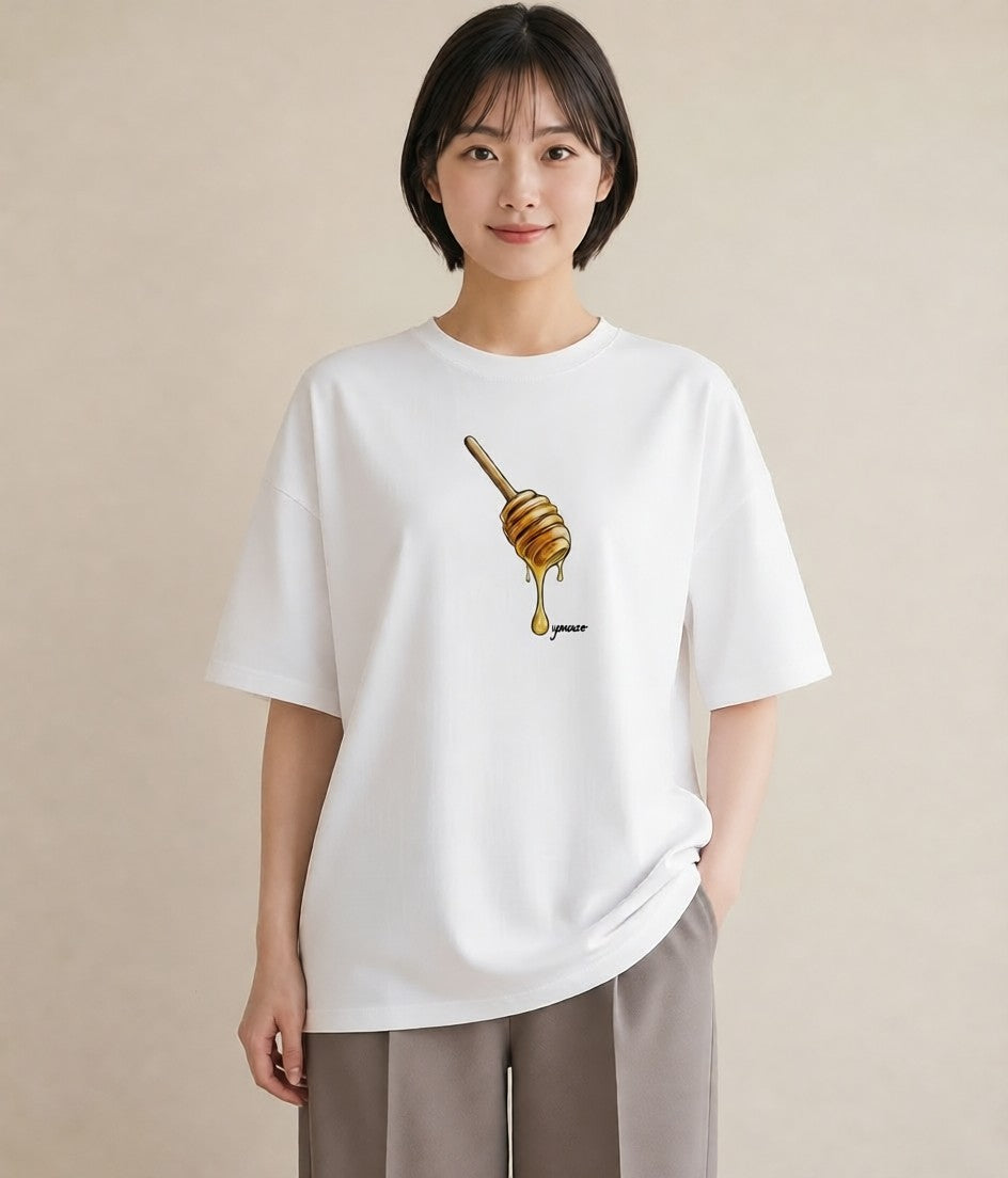 プリントTシャツ レディース はちみつ 食べ物 フード イラスト 春コーデ 姉妹 白T