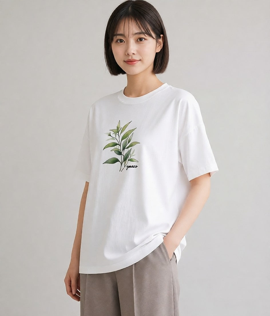 Tシャツ レディース ハーブ 植物 ボタニカル イラスト 母娘コーデ 自分用 白T