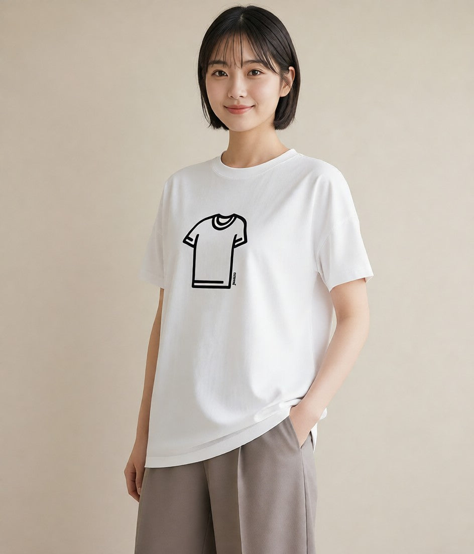 Tシャツ レディース パールピアス アクセサリー ナチュラル アンティーク イラスト ユニーク 休日 ペアコーデ 白T