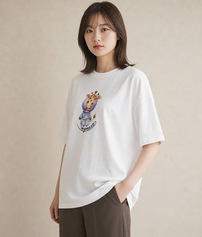 グラフィックTシャツ レディース 惑星 星空 宇宙 イラスト ニュアンス レイヤード 友達ギフト 白T