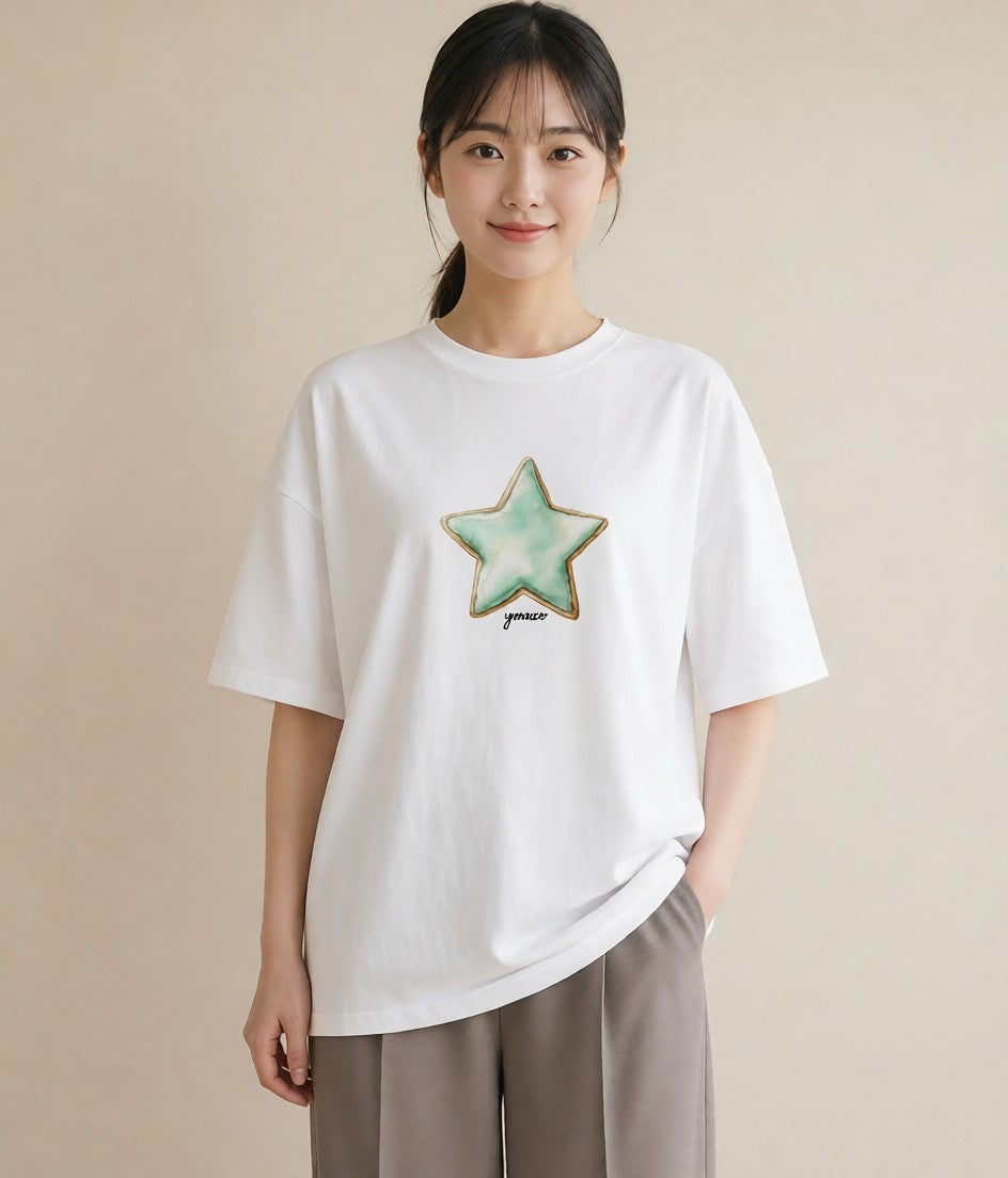 半袖Tシャツ レディース たい焼き 食べ物 フード イラスト 手描き風 夏コーデ 通学 白T