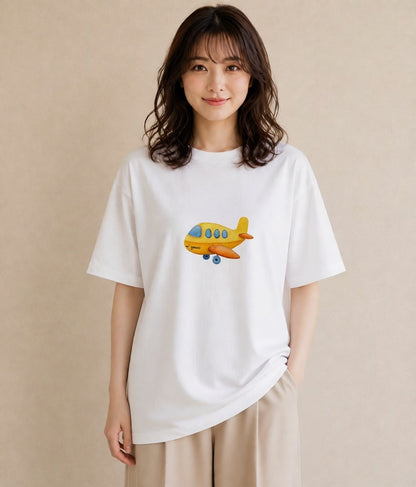 Tシャツ レディース ロケット 星空 宇宙 イラスト 手描き風 買い物 夏コーデ 白T