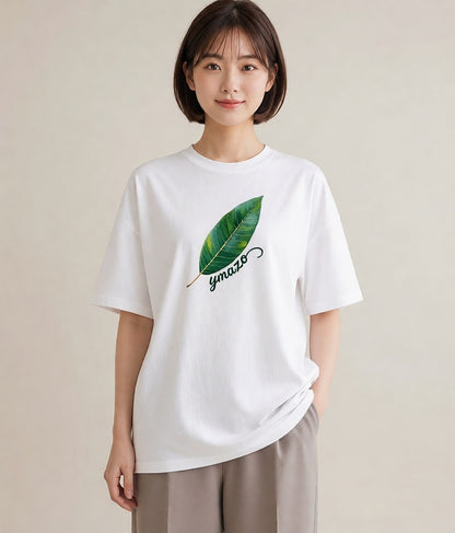 半袖Tシャツ レディース 葉っぱ 植物 ボタニカル イラスト モード 女子会 お揃い 白T