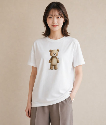 Tシャツ レディース くま クマ ベア 動物 アニマル イラスト お洒落 誕生日プレゼント 綿100 白T