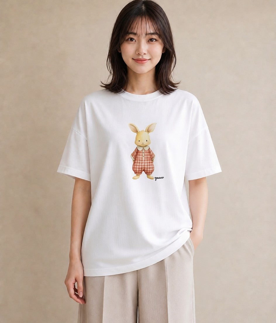 プリントTシャツ レディース うさちゃん ペット 動物 イラスト 可愛い ホワイトデー 春服 白T