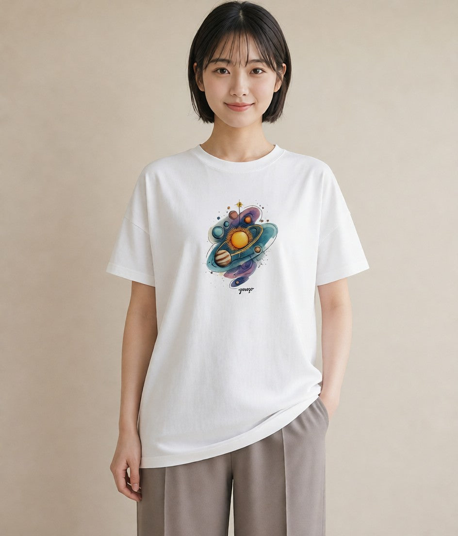 グラフィックTシャツ レディース 双子座 星空 宇宙 イラスト ゆるコーデ 部屋着 女性向けギフト 白T