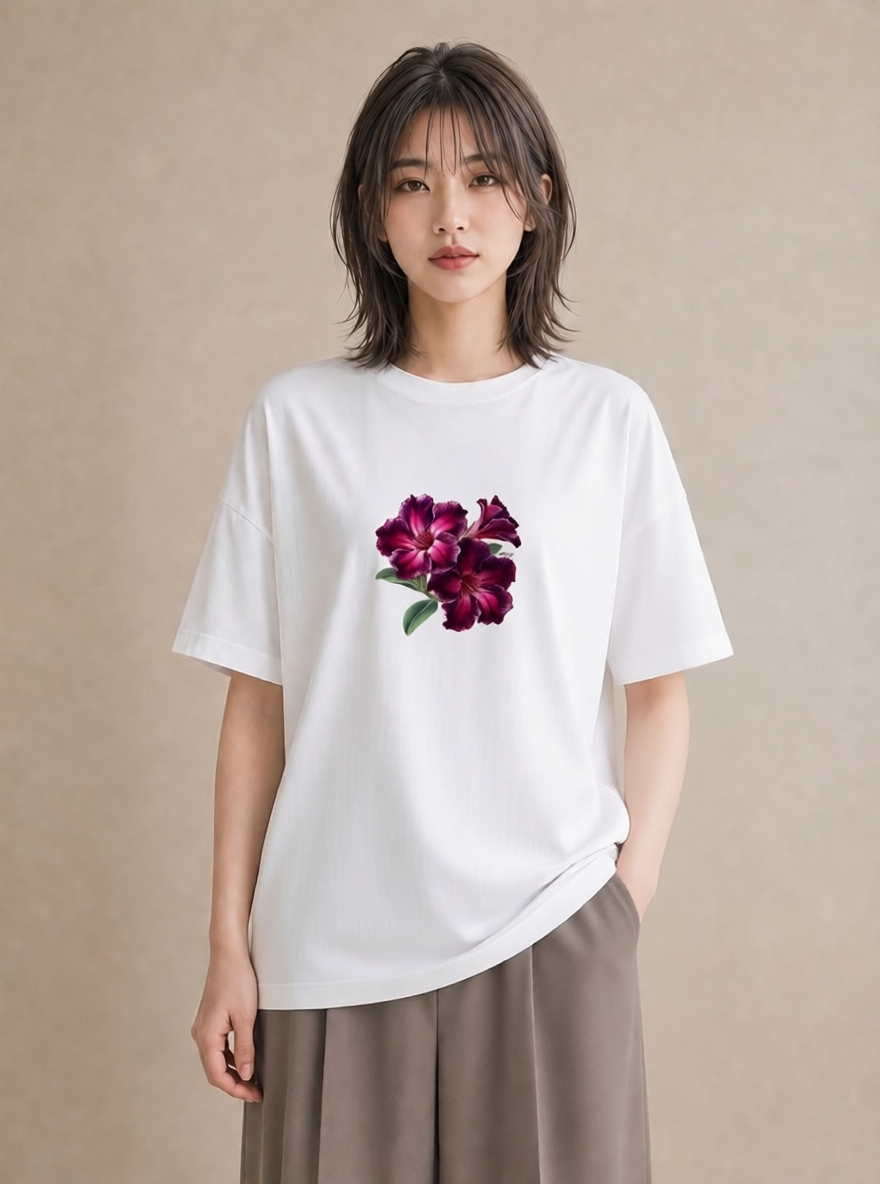 半袖Tシャツ レディース カーネーション 花 花柄 イラスト ラフカジュアル ペアコーデ 秋コーデ 白T