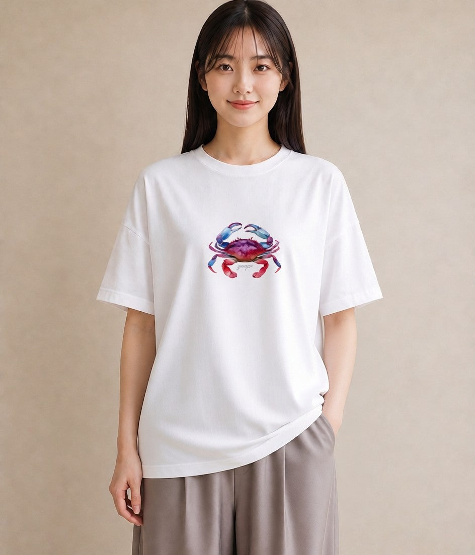 プリントTシャツ レディース エビ 海の生き物 海 イラスト 普段使い 秋コーデ おしゃれギフト 白T