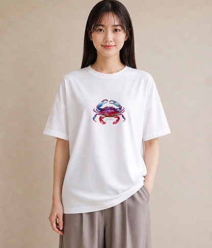 プリントTシャツ レディース エビ 海の生き物 海 イラスト 普段使い 秋コーデ おしゃれギフト 白T