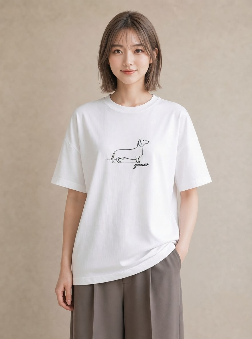 Tシャツ レディース 犬 いぬ わんこ イラスト お洒落 散歩 お出かけ 白T