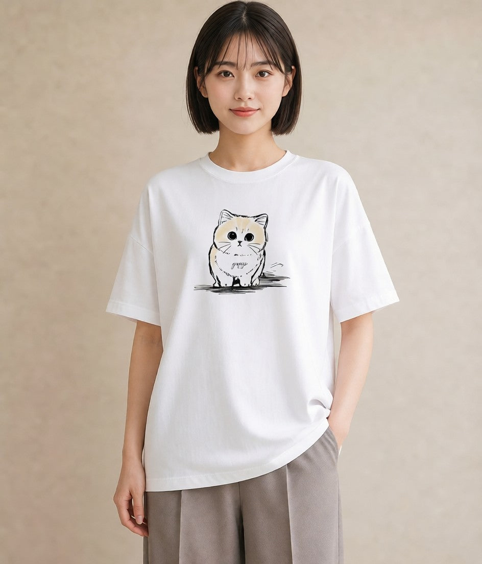 グラフィックTシャツ レディース エキゾチックショートヘア 猫 ねこ イラスト 上品 姉妹 送別ギフト 白T