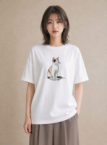 デザインTシャツ レディース ペルシャ 猫 ねこ イラスト 韓国風 姉妹 送別ギフト 白T