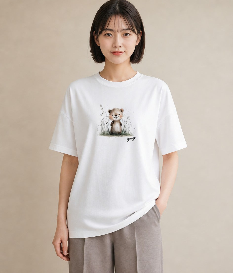 デザインTシャツ レディース ハムスター ペット 動物 イラスト 可愛い 友達ギフト 部屋着 白T