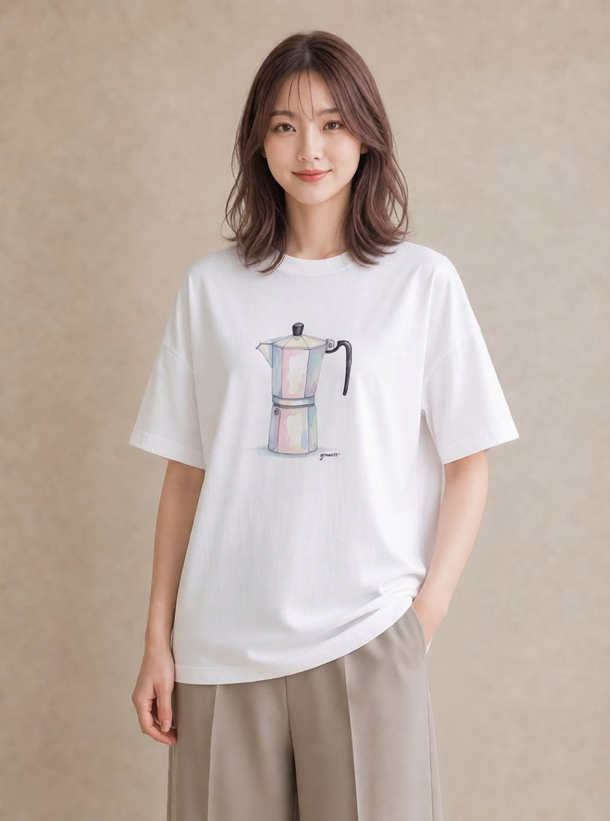 Tシャツ レディース コーヒー カフェ 珈琲 イラスト 旅行 母娘コーデ 白T
